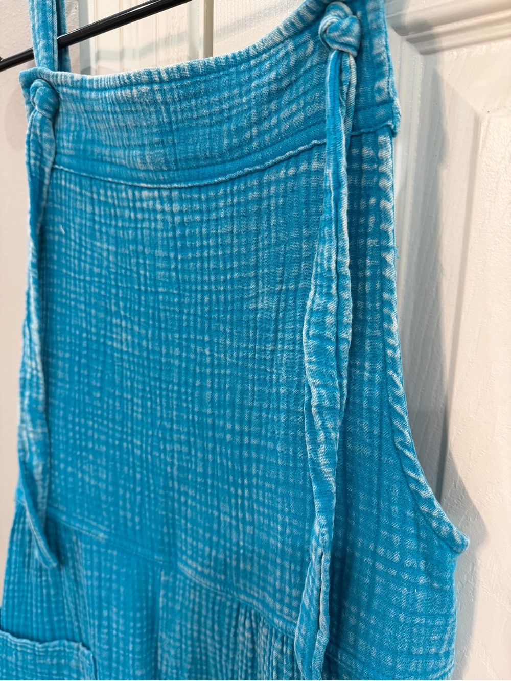 NWOT Zenana Teal Gauze Tie-Strap romper Sz S - Picture 3 of 5
